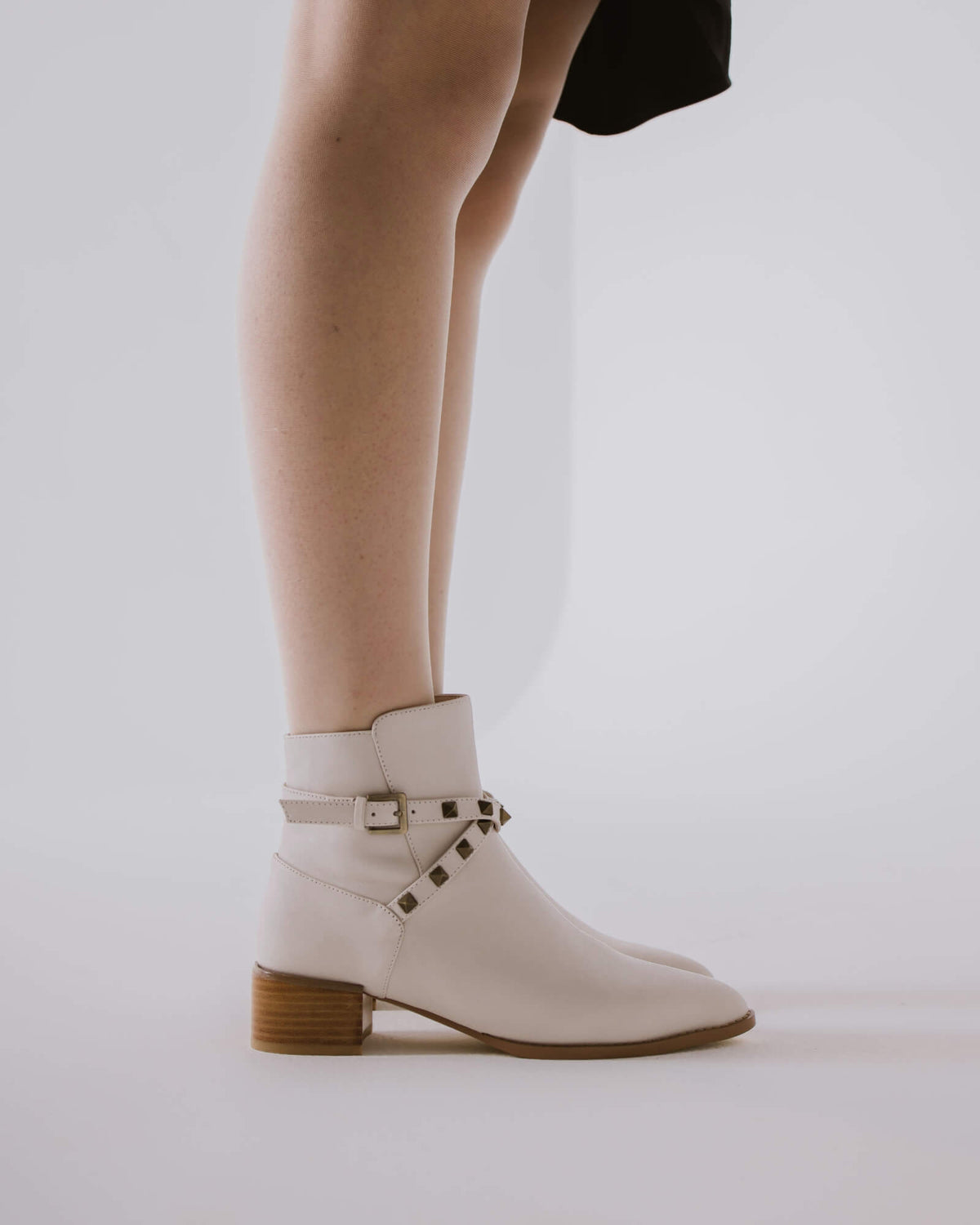 JEMIMA ANKLE BOOTS ECRU LEATHER