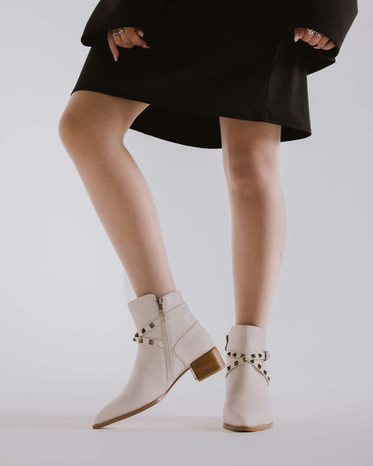 JEMIMA ANKLE BOOTS ECRU LEATHER