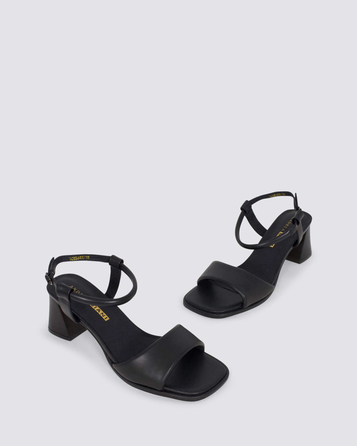 ICEBABY BLOCK HEELS BLACK LEATHER
