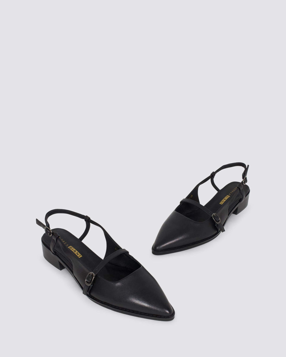 JASPER SLINGBACK FLATS BLACK LEATHER