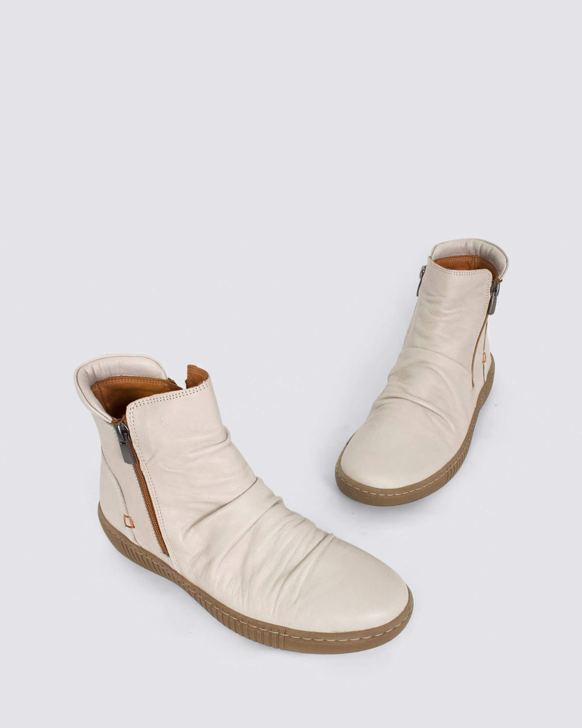 WINNIE ANKLE BOOTS IVORY LEATHER