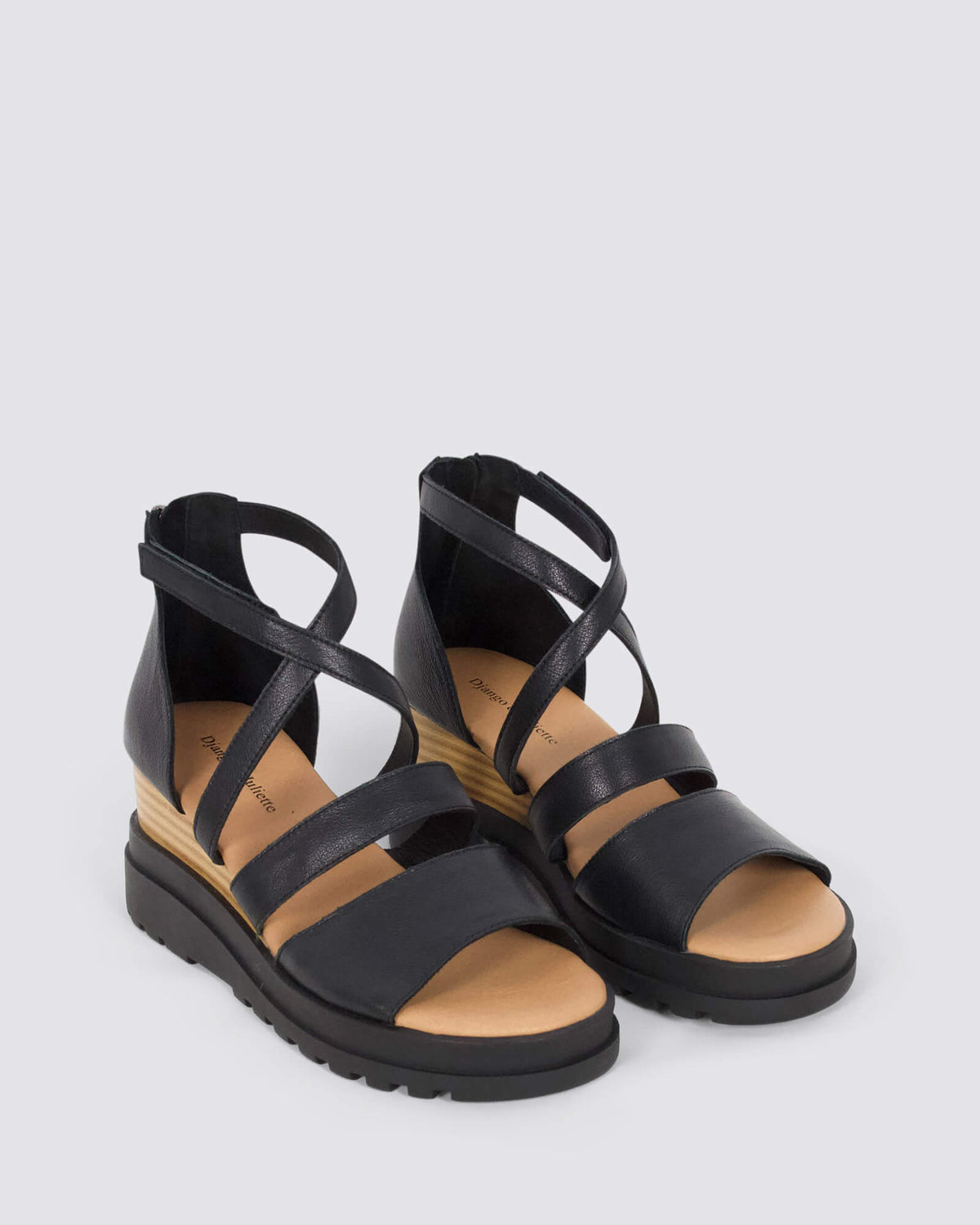 BEVELA WEDGE SANDALS BLACK