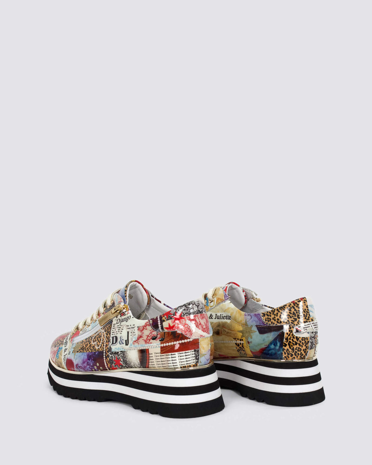 EAMMES PLATFORM SNEAKERS COLLAGE PRINT PATENT
