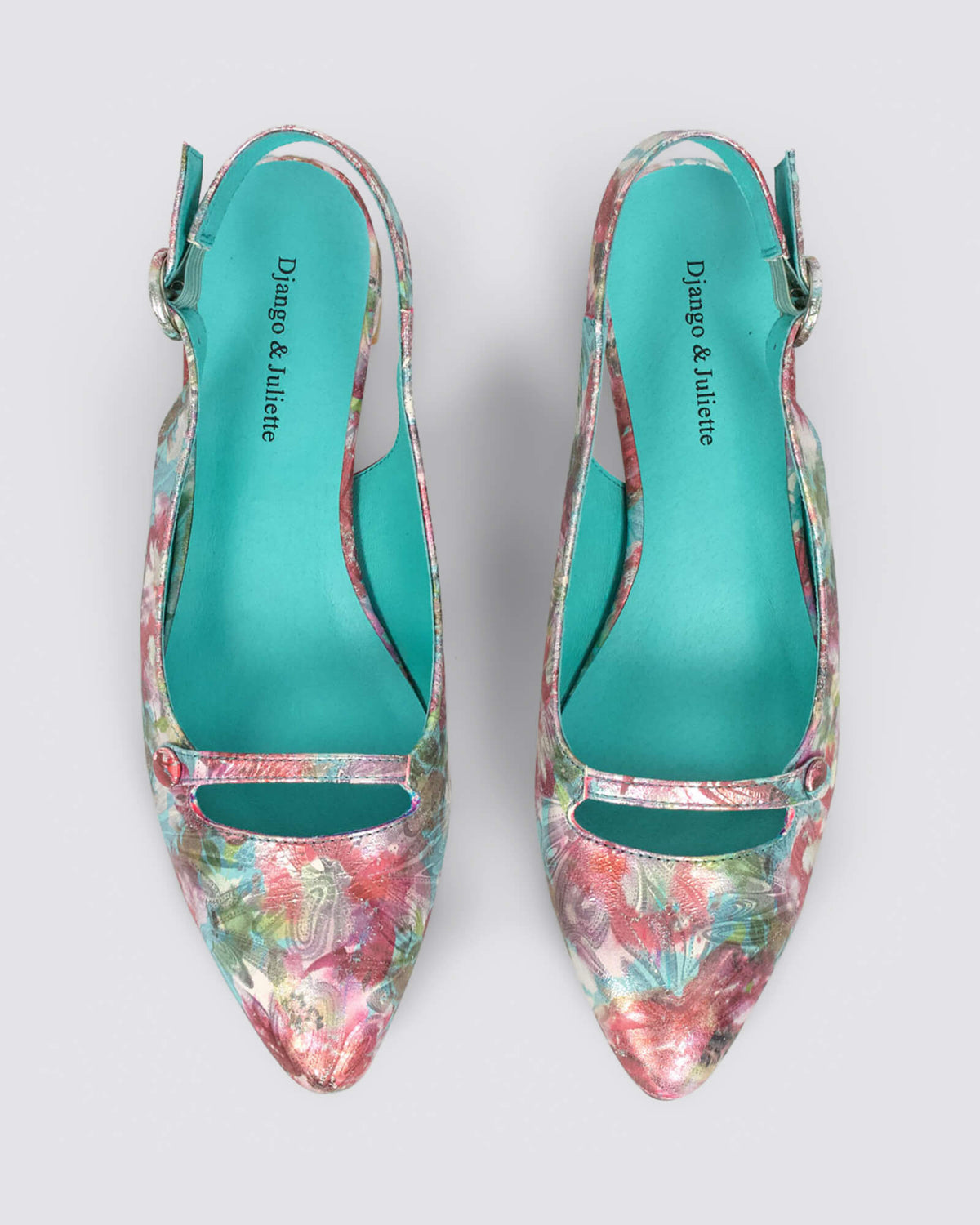 FRANNEY SLINGBACK FLATS AQUA/RED