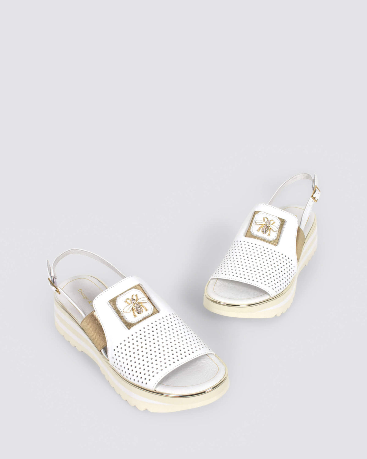 HALEY SLINGBACK WEDGES WHITE GOLD