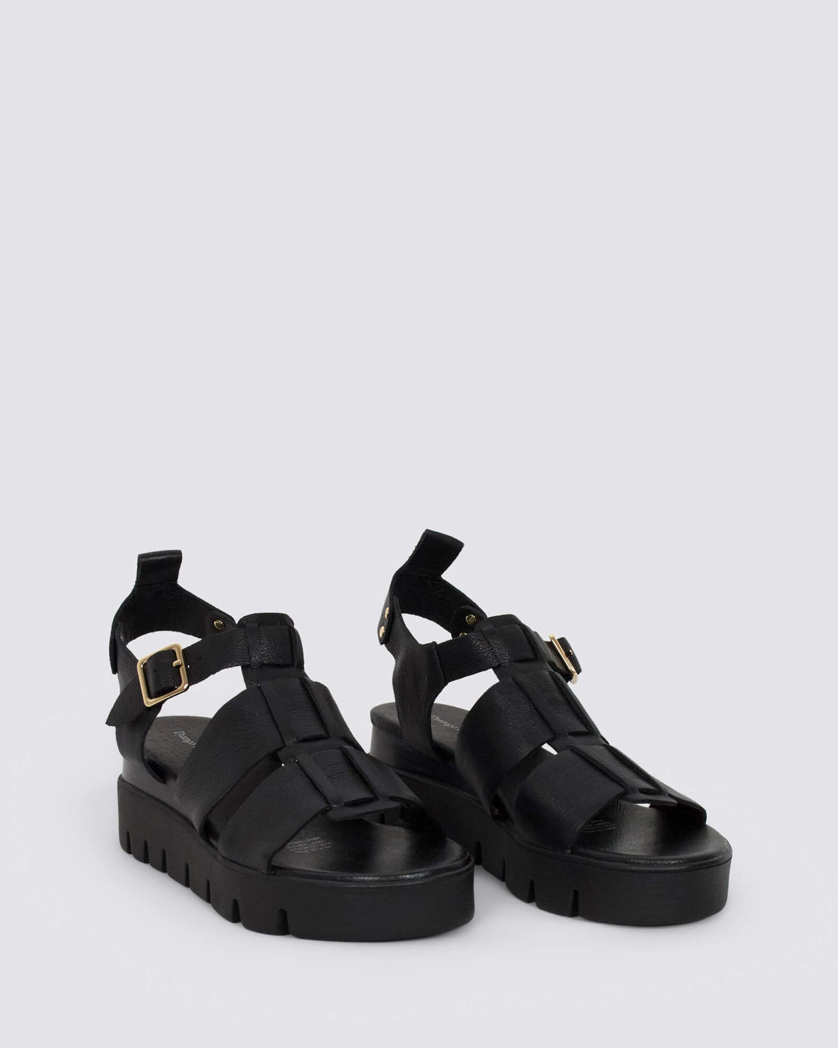 RELIE WEDGE SANDALS BLACK