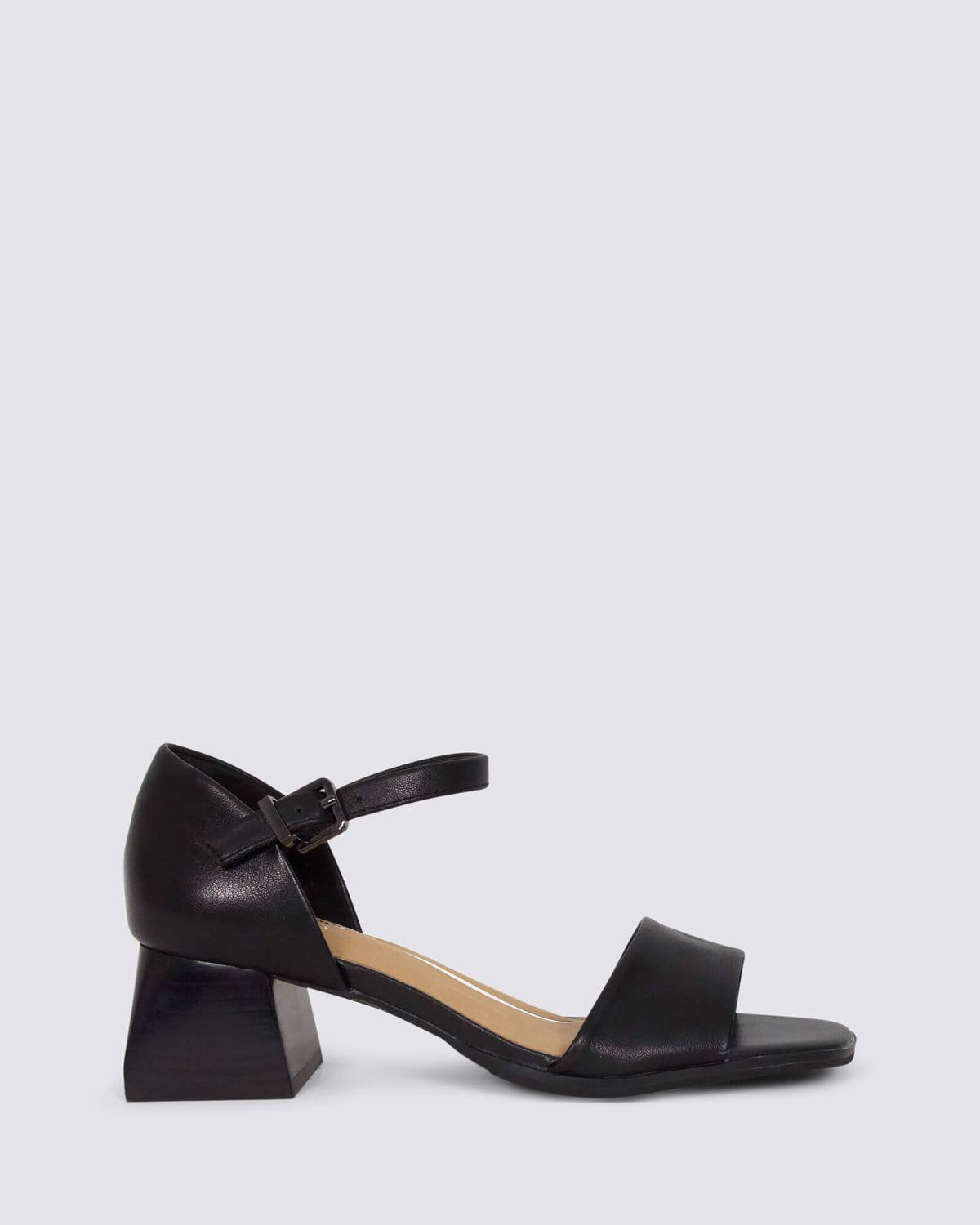 KISS BLOCK HEELS BLACK LEATHER