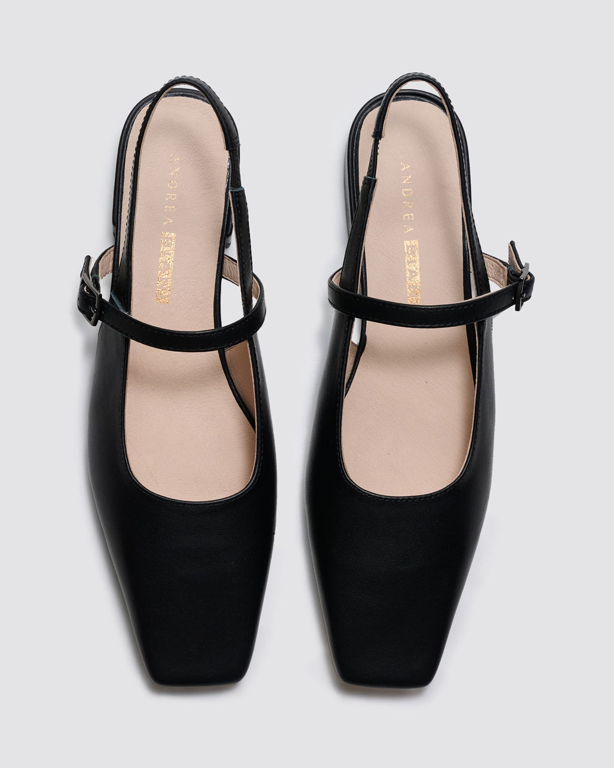 INTEREST SLINGBACK FLATS BLACK LEATHER