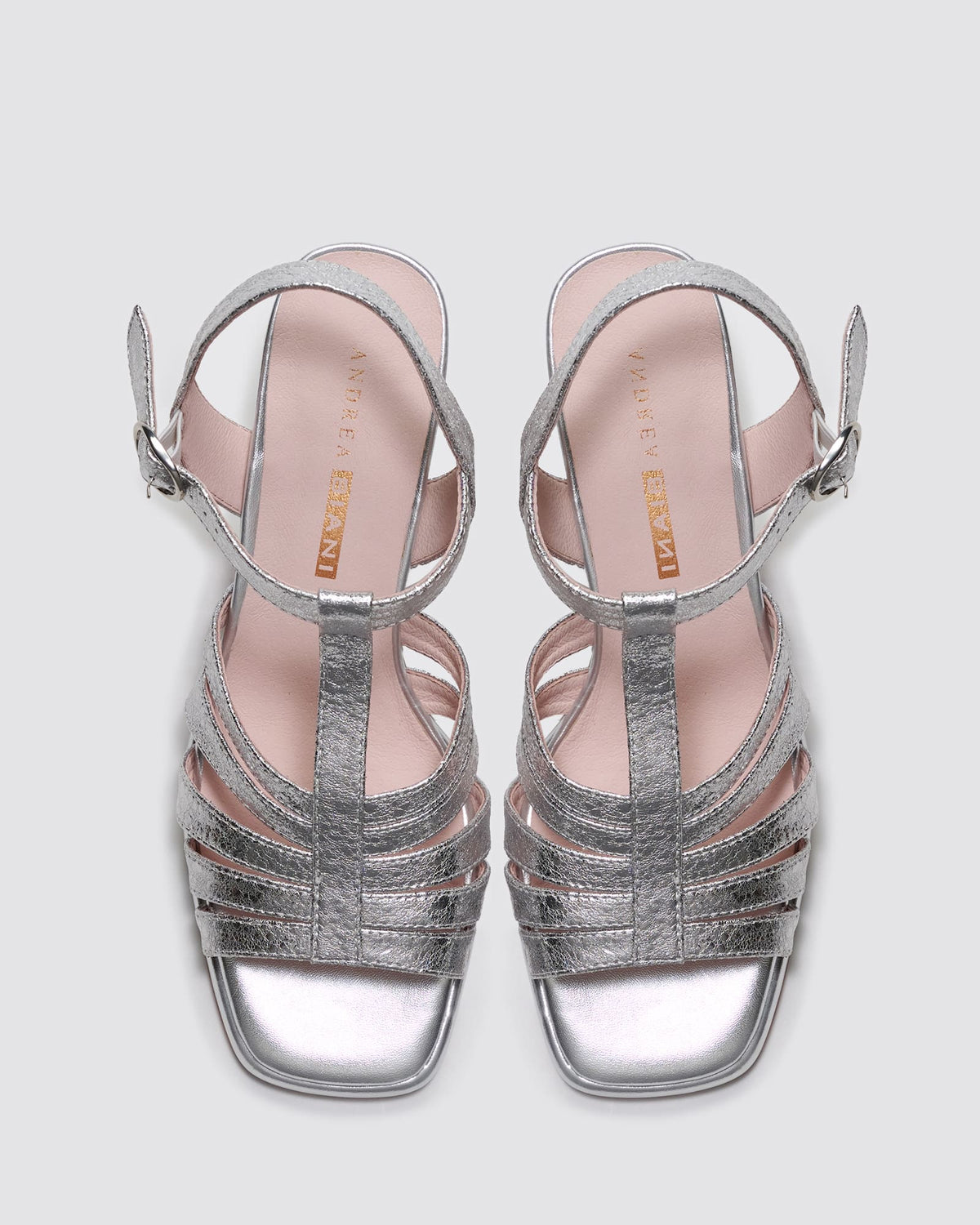 IRIS BLOCK HEELS SILVER CRACKLE LEATHER
