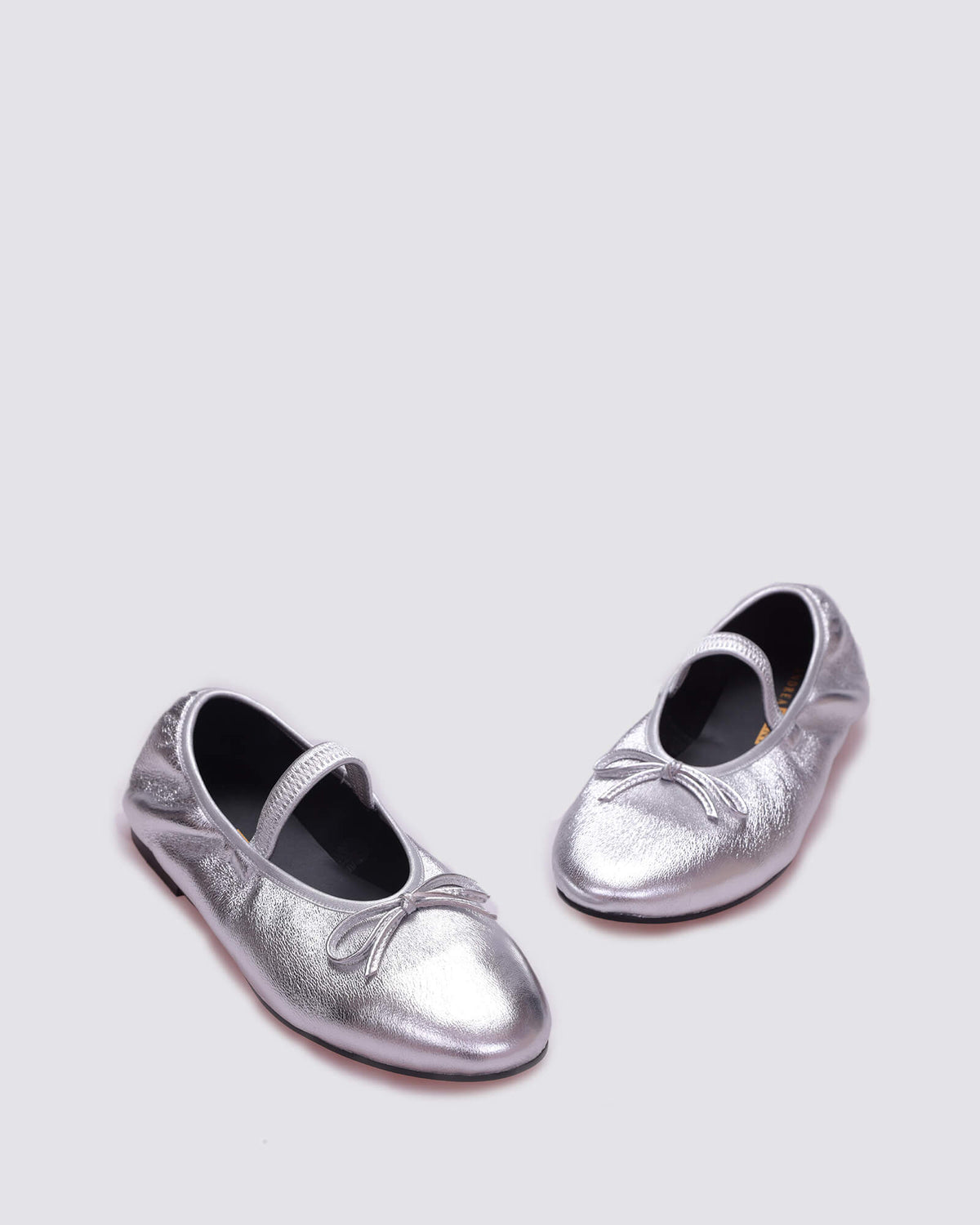 JADE MARYJANE BALLET FLATS SILVER STRETCH