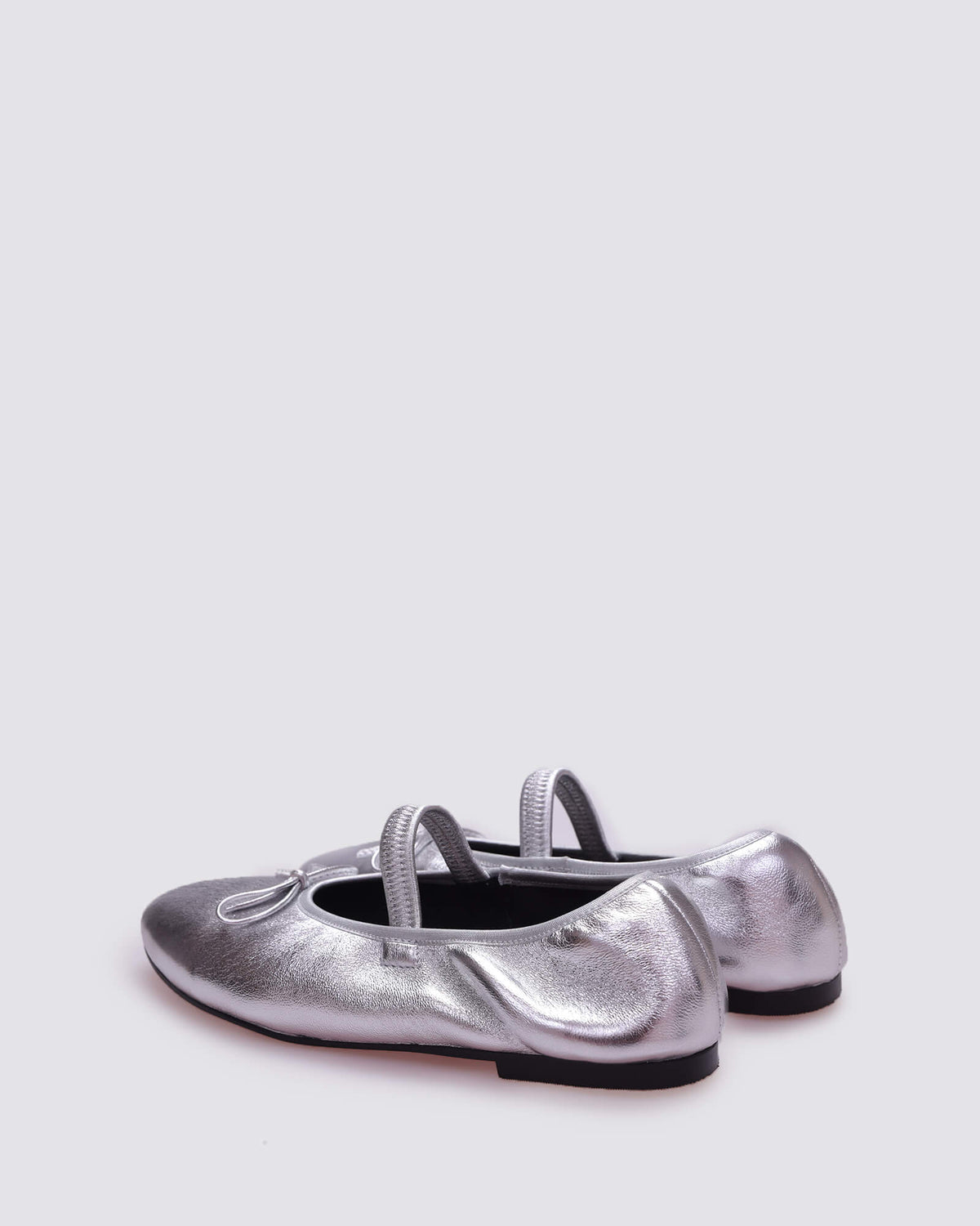 JADE MARYJANE BALLET FLATS SILVER STRETCH