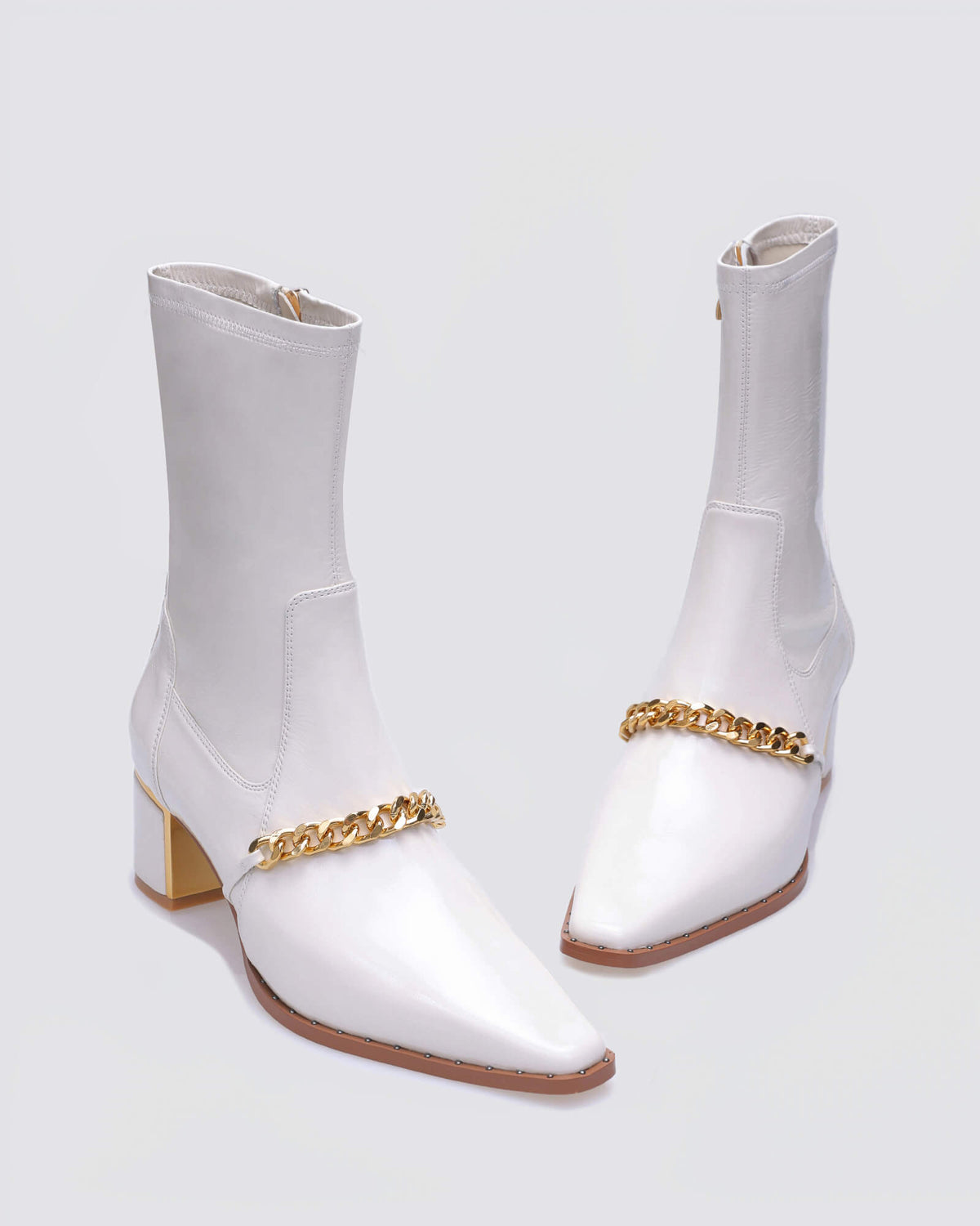 JEEPER ANKLE BOOTS ECRU PATENT LEATHER