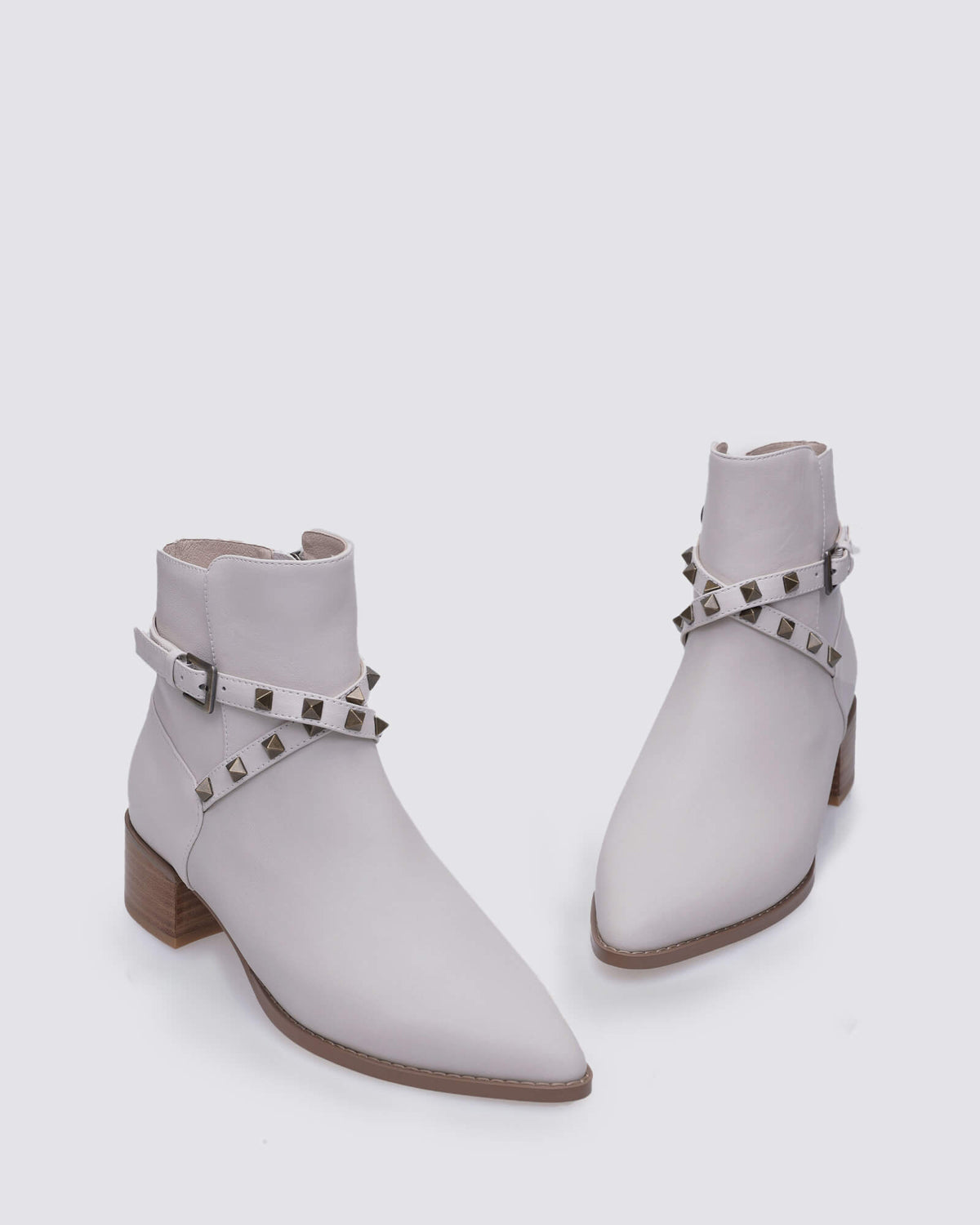 JEMIMA ANKLE BOOTS ECRU LEATHER