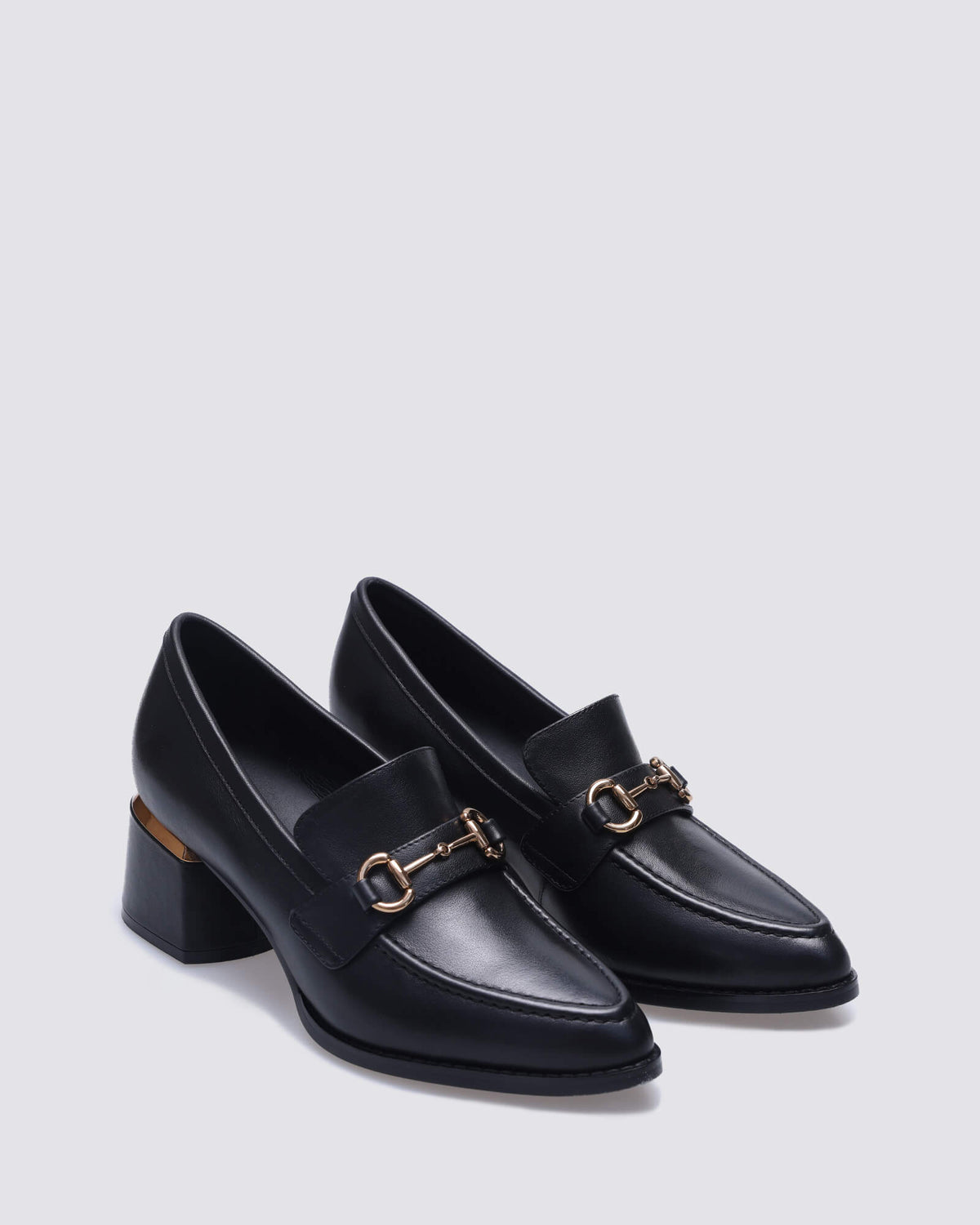 JESERE HEELED LOAFERS BLACK LEATHER