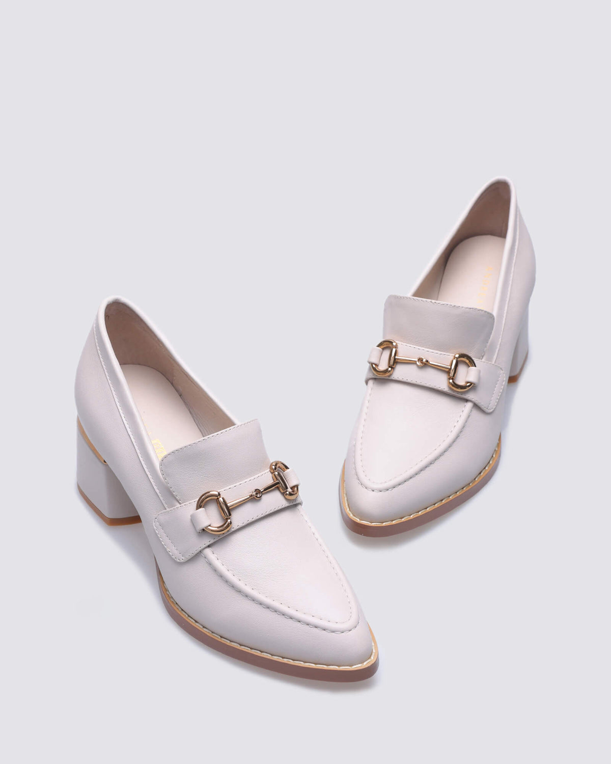 JESERE HEELED LOAFERS ECRU LEATHER
