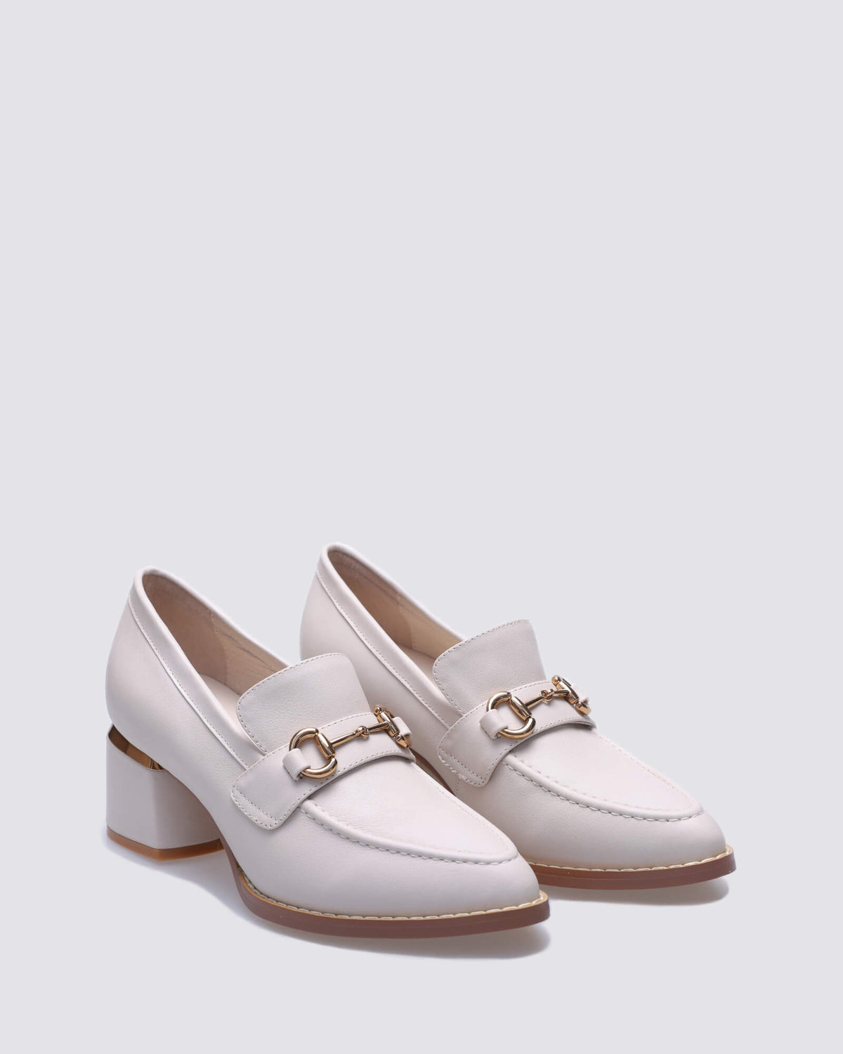 JESERE HEELED LOAFERS ECRU LEATHER