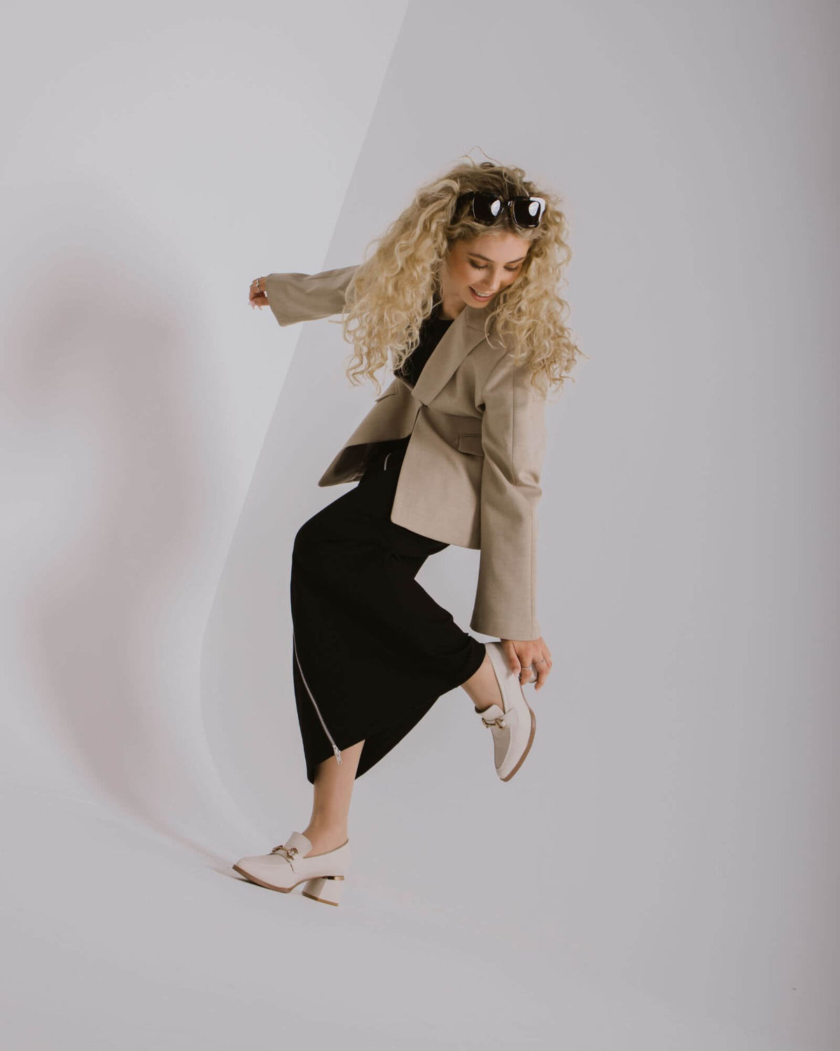 JESERE HEELED LOAFERS ECRU LEATHER