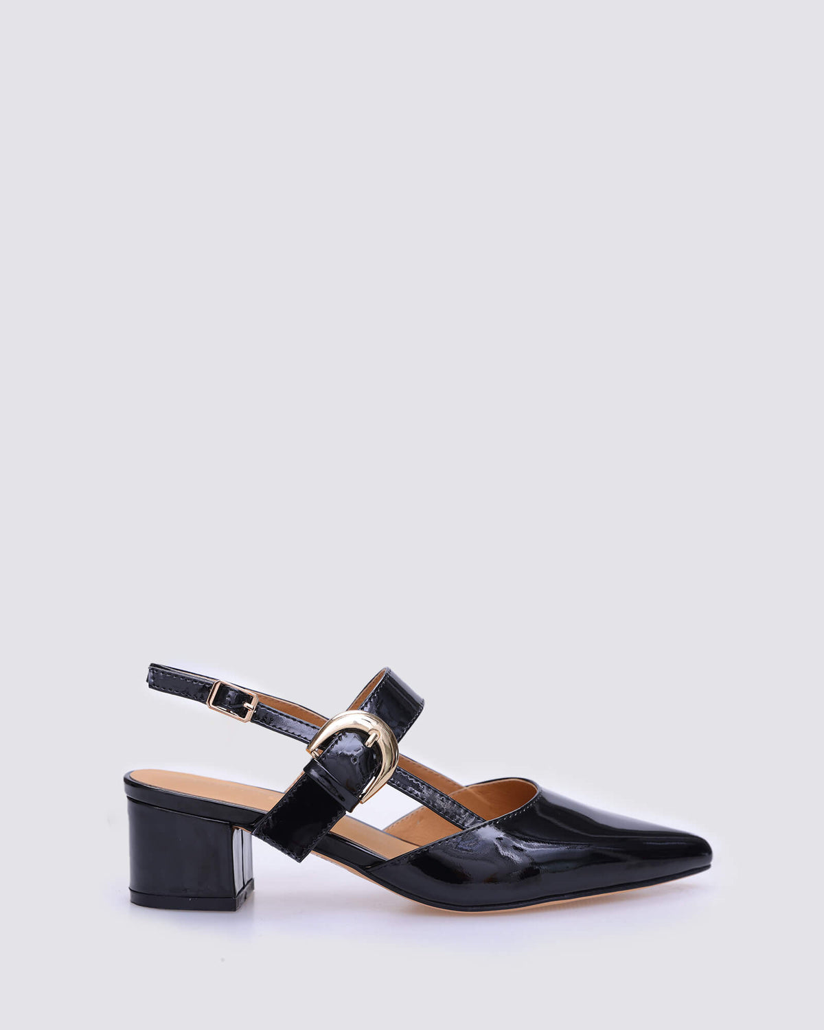 JESS SLINGBACK HEELS BLACK PATENT