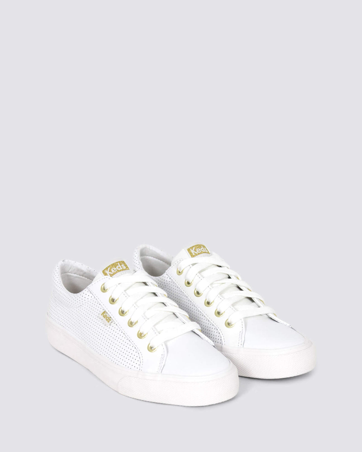 JUMP KICK SNEAKERS PERFORATED WHITE/GOLD LEATHER