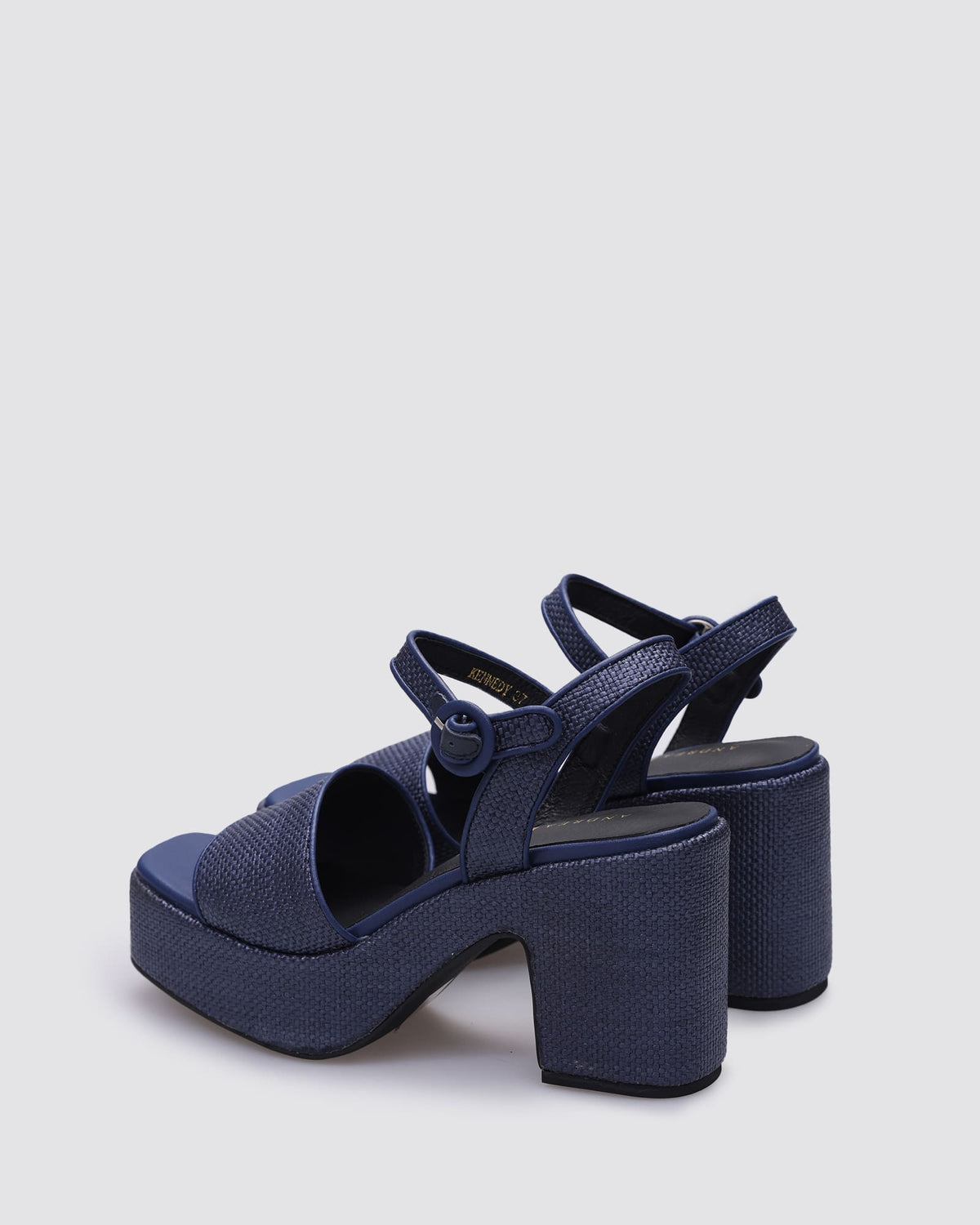 KENNEDY PLATFORM HEELS NAVY RAFFIA