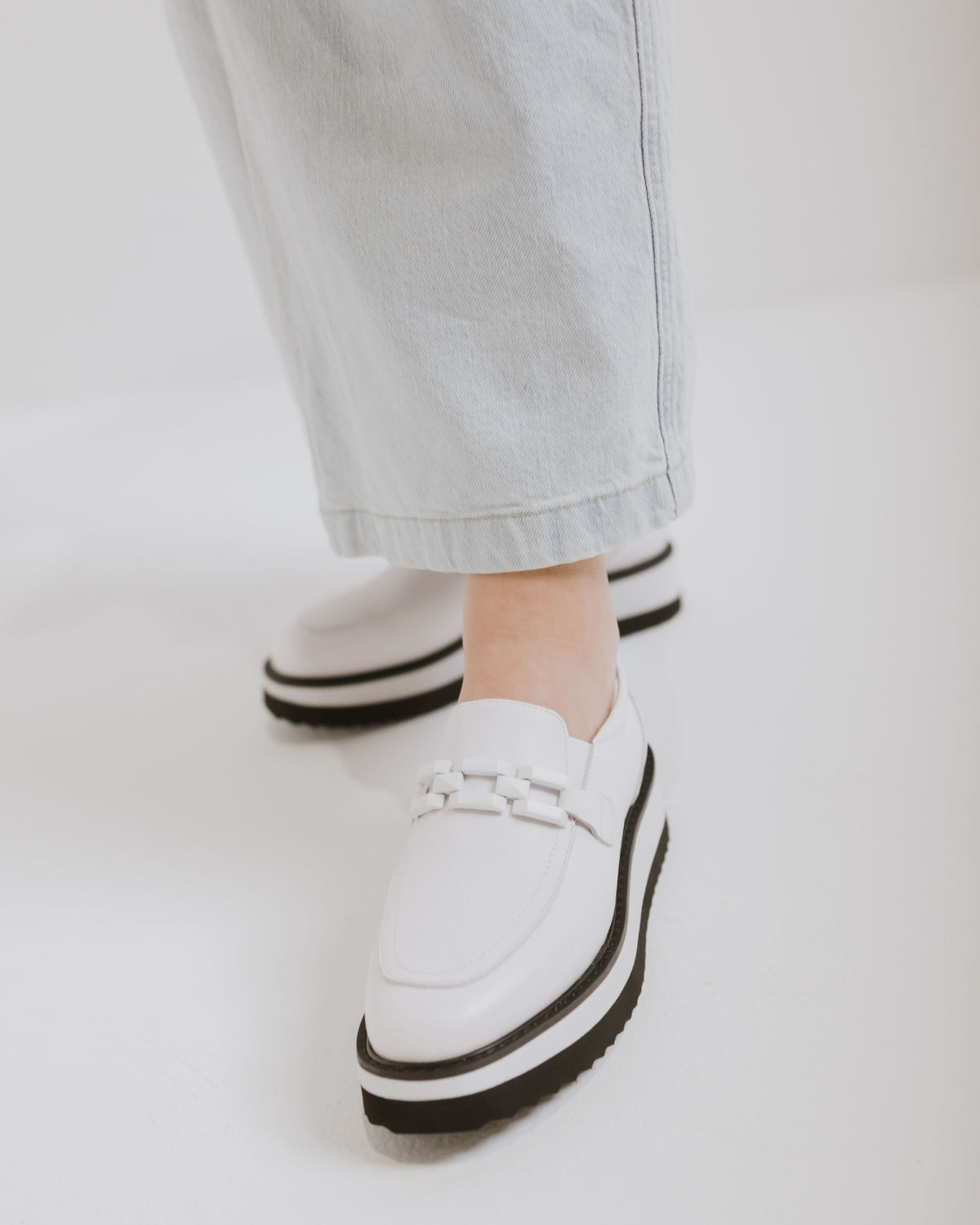 KIMBER PLATFORM LOAFERS WHITE