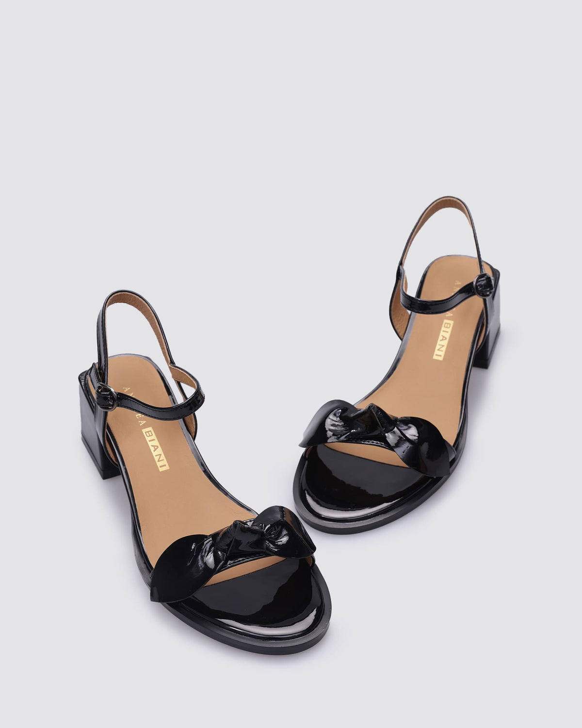 KITTEN BLOCK HEELS BLACK PATENT