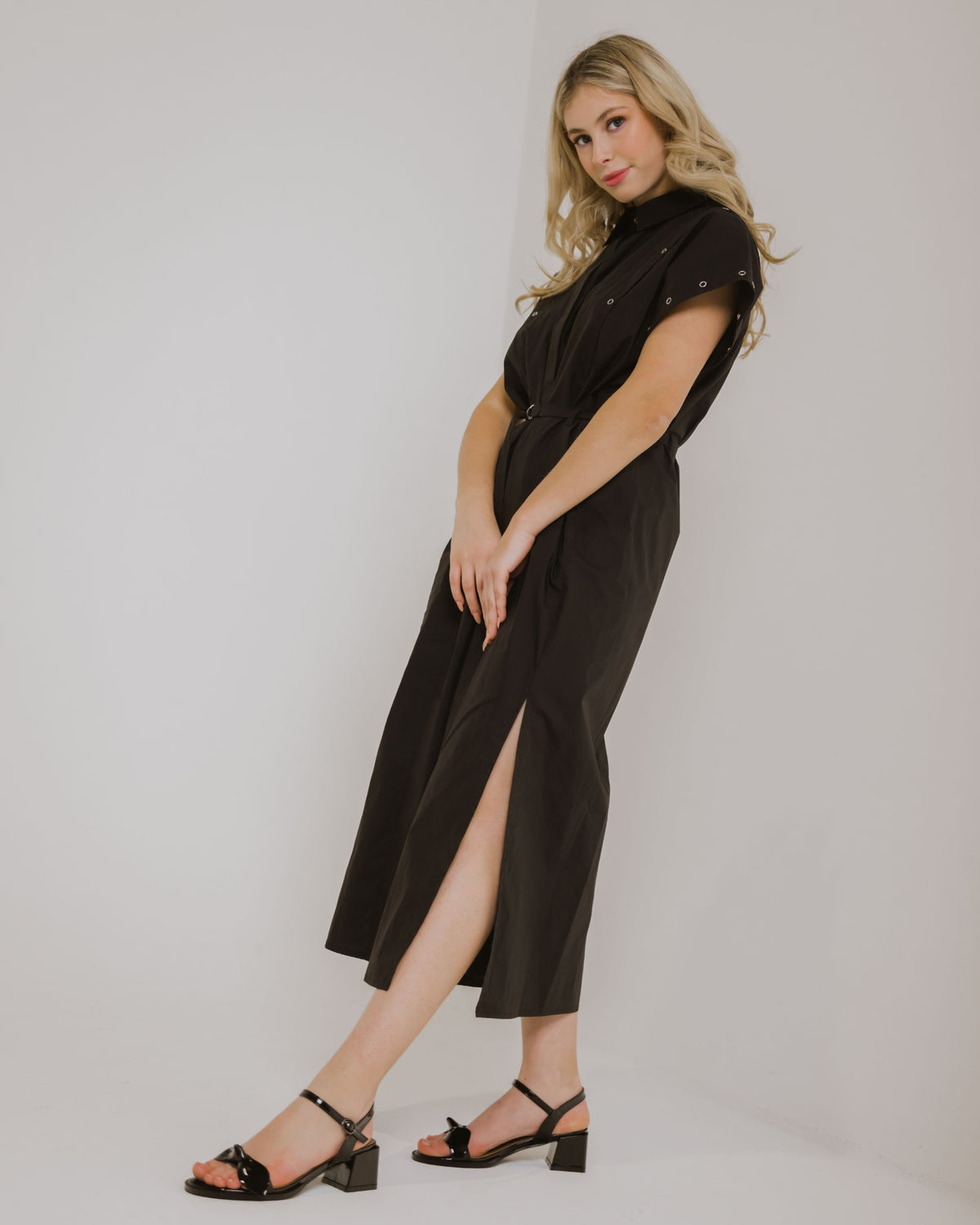 KITTEN BLOCK HEELS BLACK PATENT