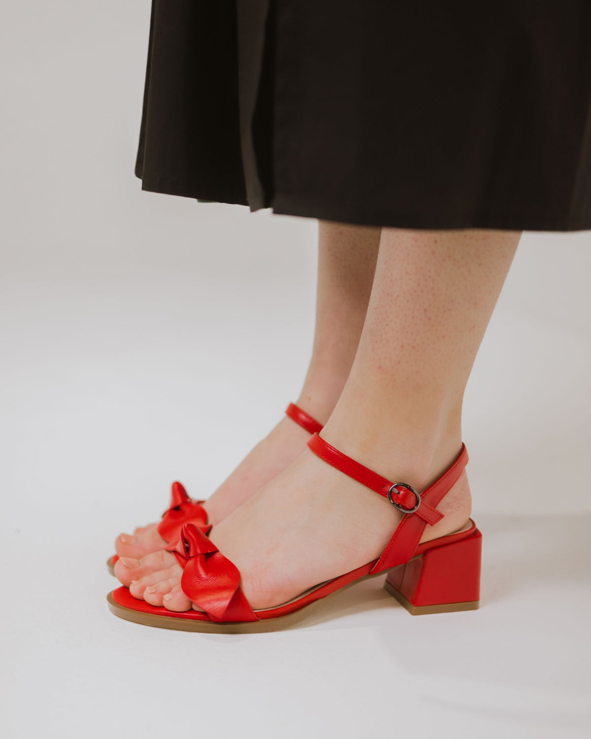 KITTEN BLOCK HEELS RED ROUGE