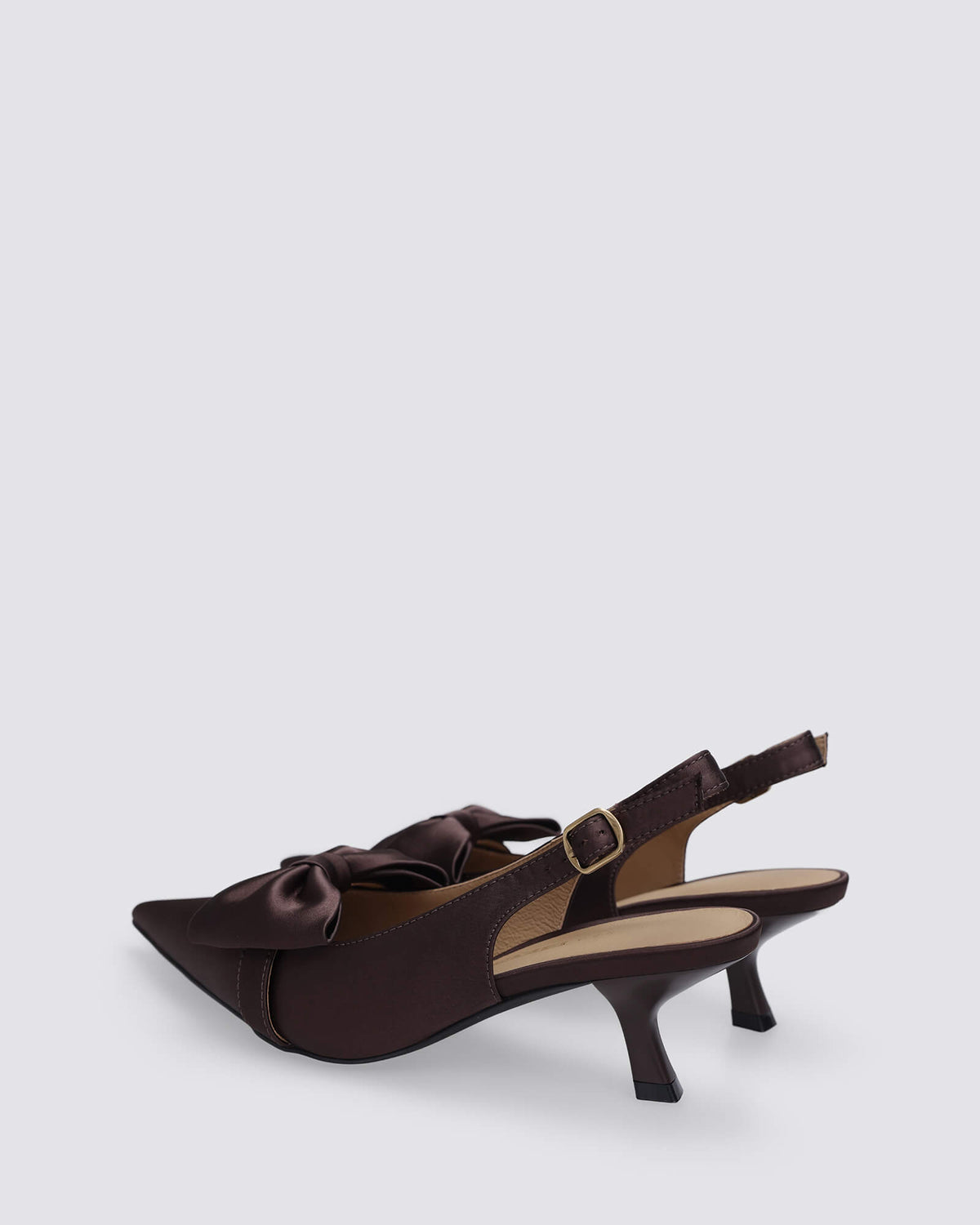 MATISSE SLINGBACK HEELS CHOCOLATE SATIN