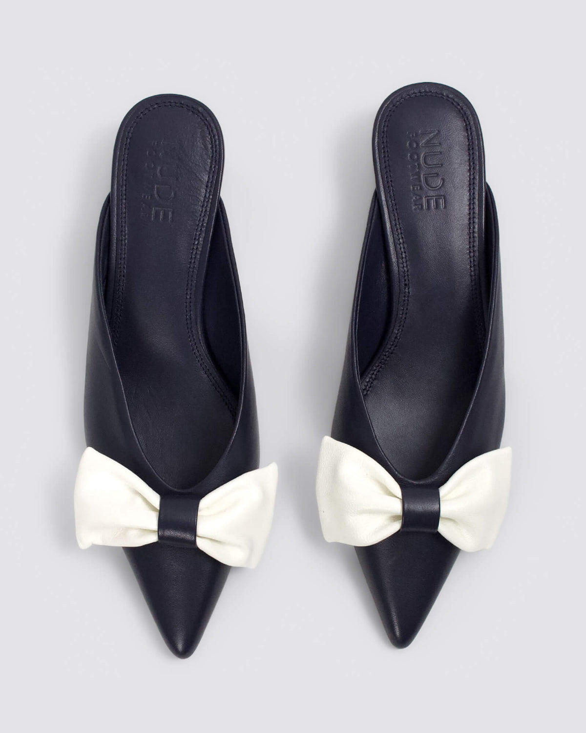 BETTYBOW HEELED MULES NAVY