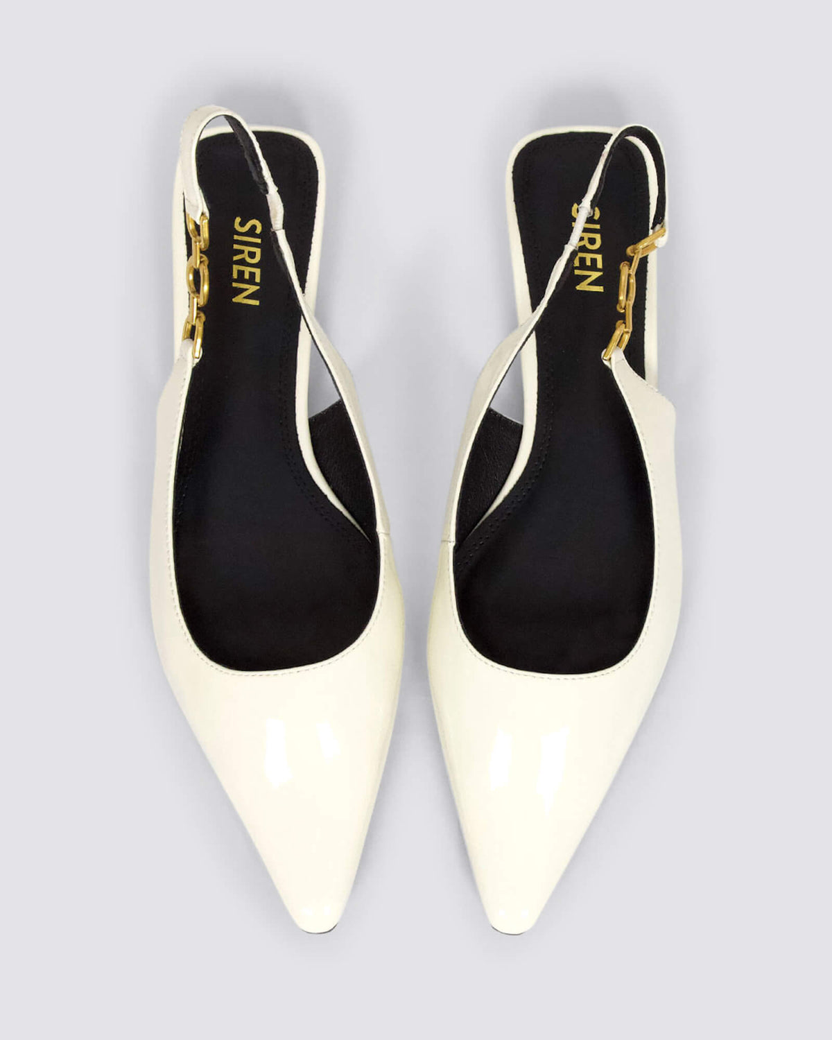 ALANA SLINGBACK FLATS CHALK WHITE PATENT
