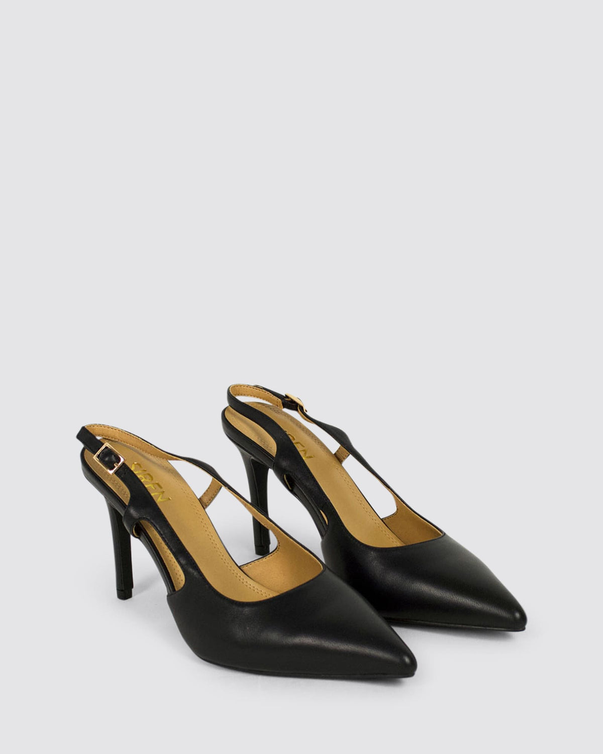 CINCH SLINGBACK HEELS BLACK LEATHER