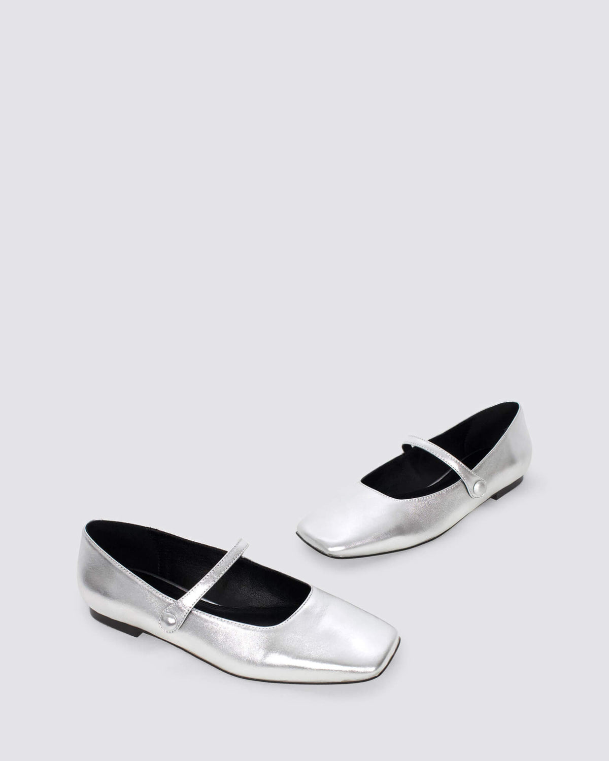 XANDRIA BALLET FLATS SILVER METALLIC LEATHER