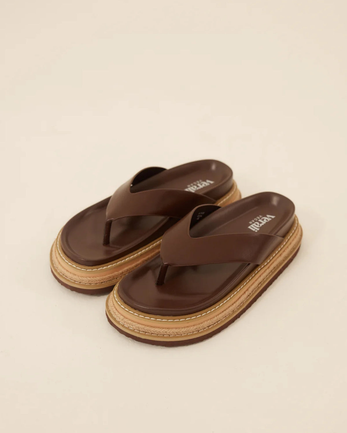 THEO PLATFORM THONGS CHOCOLATE BROWN