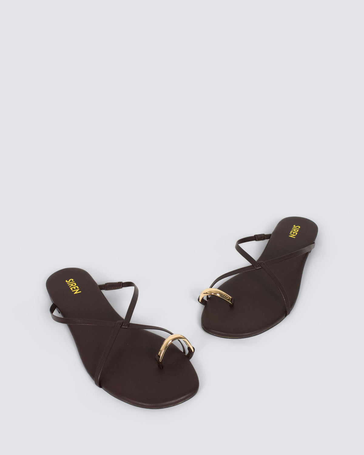 MIKKI FLAT STRAPPY SANDALS CHOCOLATE BROWN
