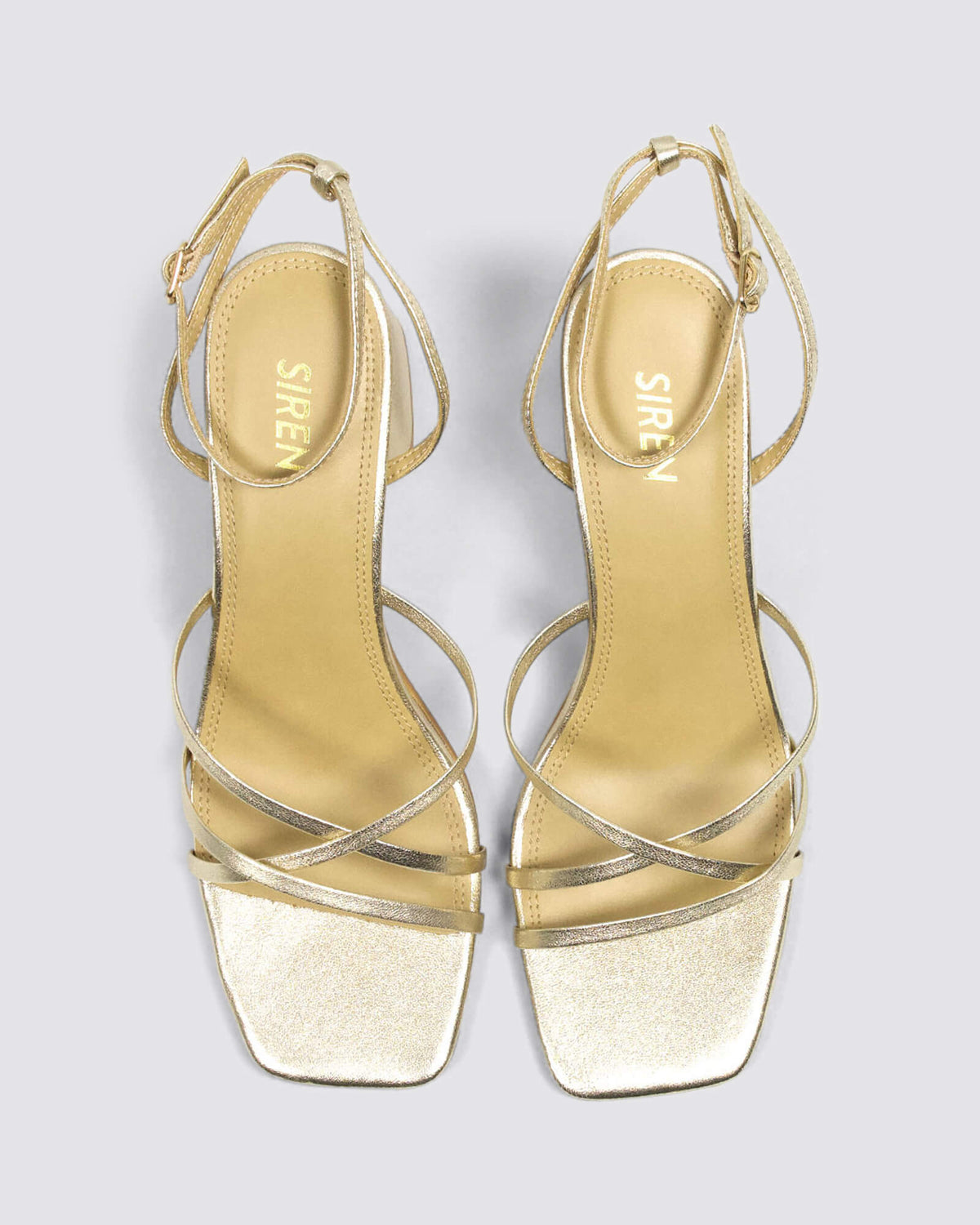 STRAUS BLOCK HEELS GOLD METALLIC LEATHER