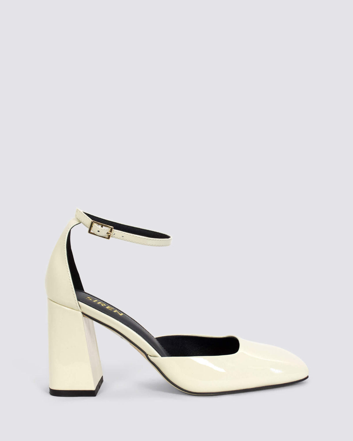 TRAVIS BLOCK HEELS CHALK WHITE PATENT