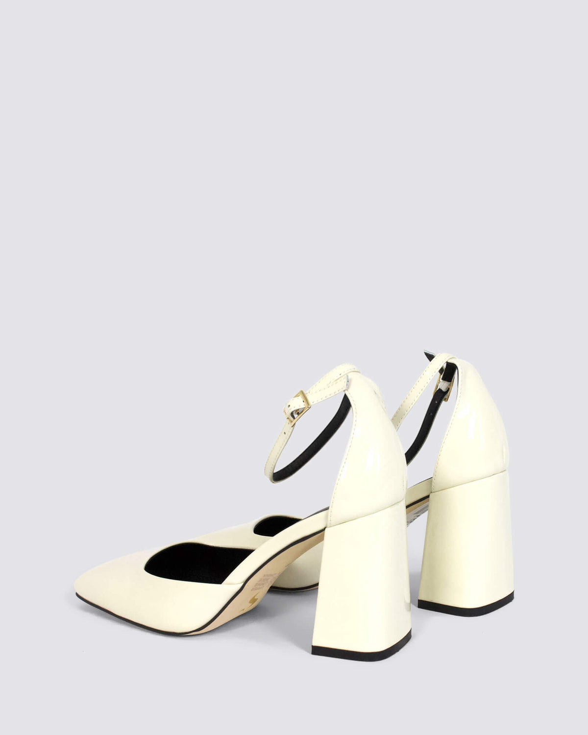 TRAVIS BLOCK HEELS CHALK WHITE PATENT