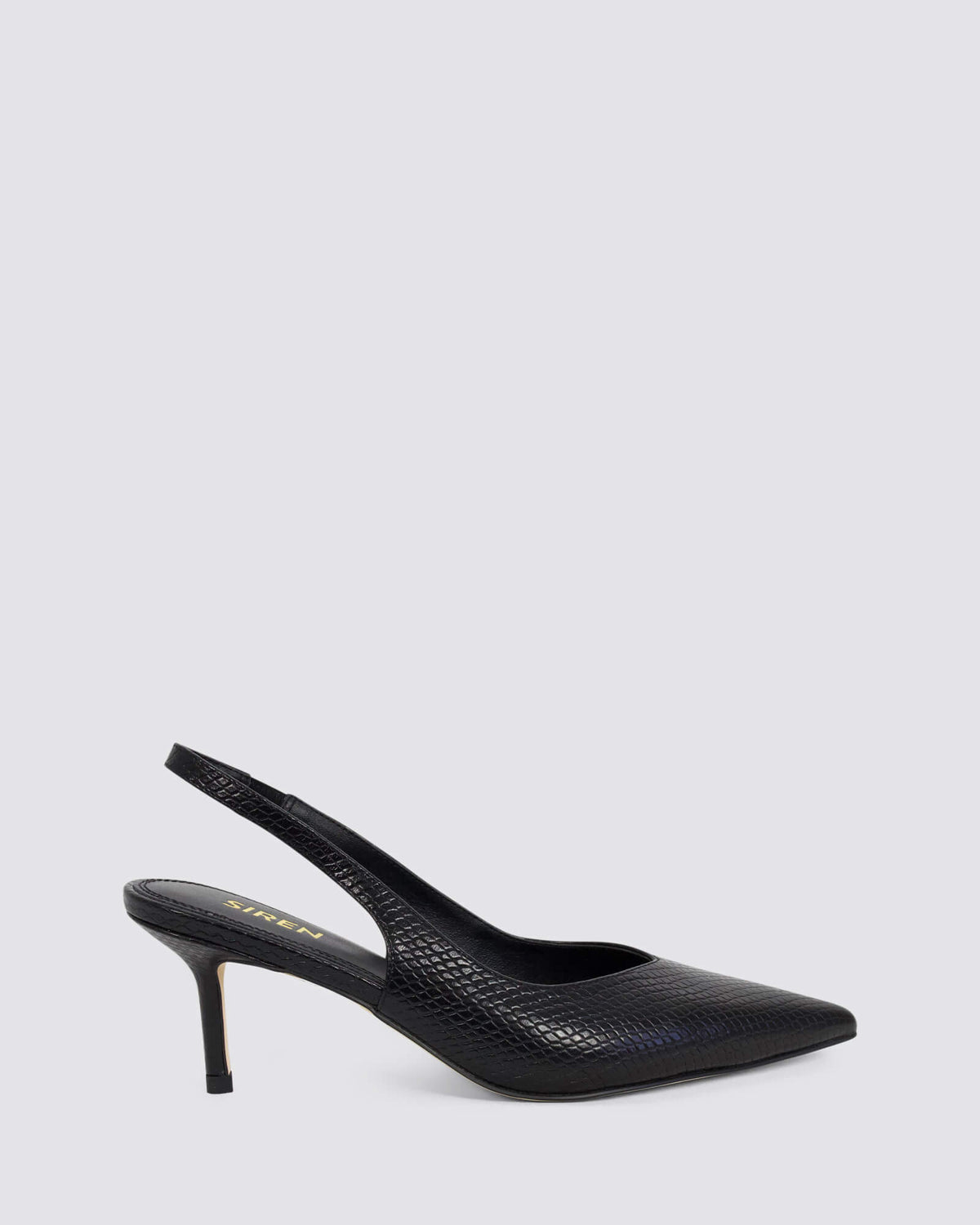 YORY SLINGBACK KITTEN HEELS BLACK SNAKE