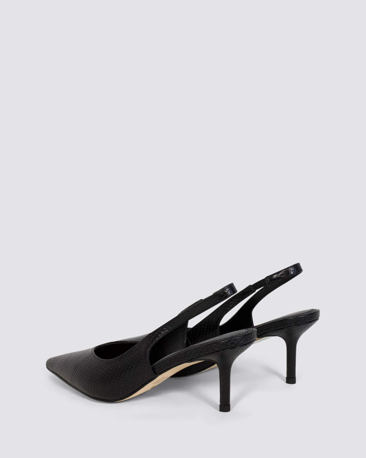 YORY SLINGBACK KITTEN HEELS BLACK SNAKE