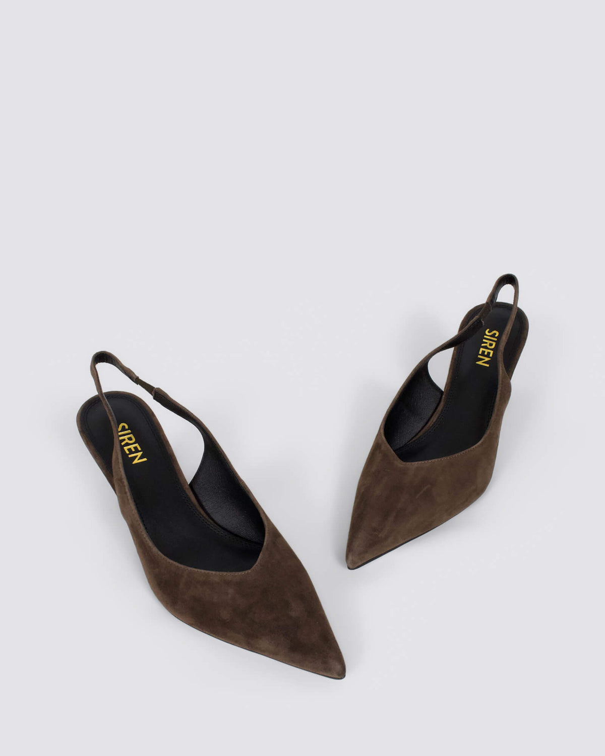 YORY SLINGBACK HEELS CHOCOLATE BROWN SUEDE