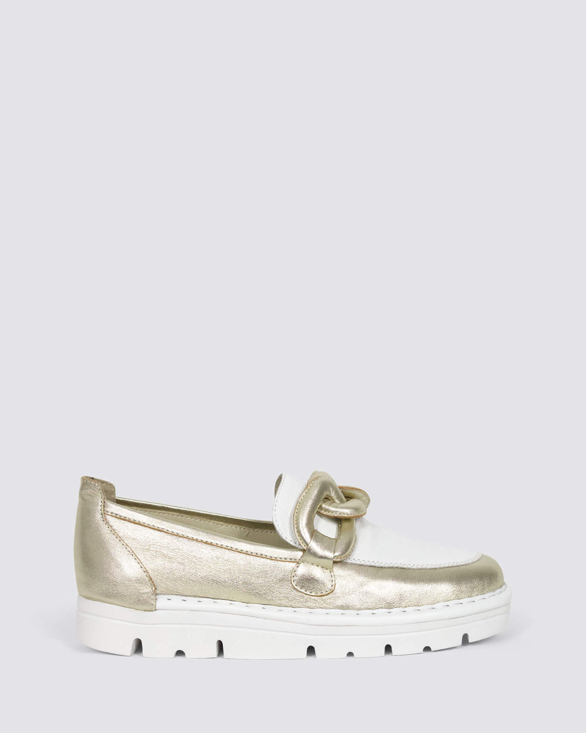 ERORA LOAFERS PALE GOLD/WHITE LEATHER