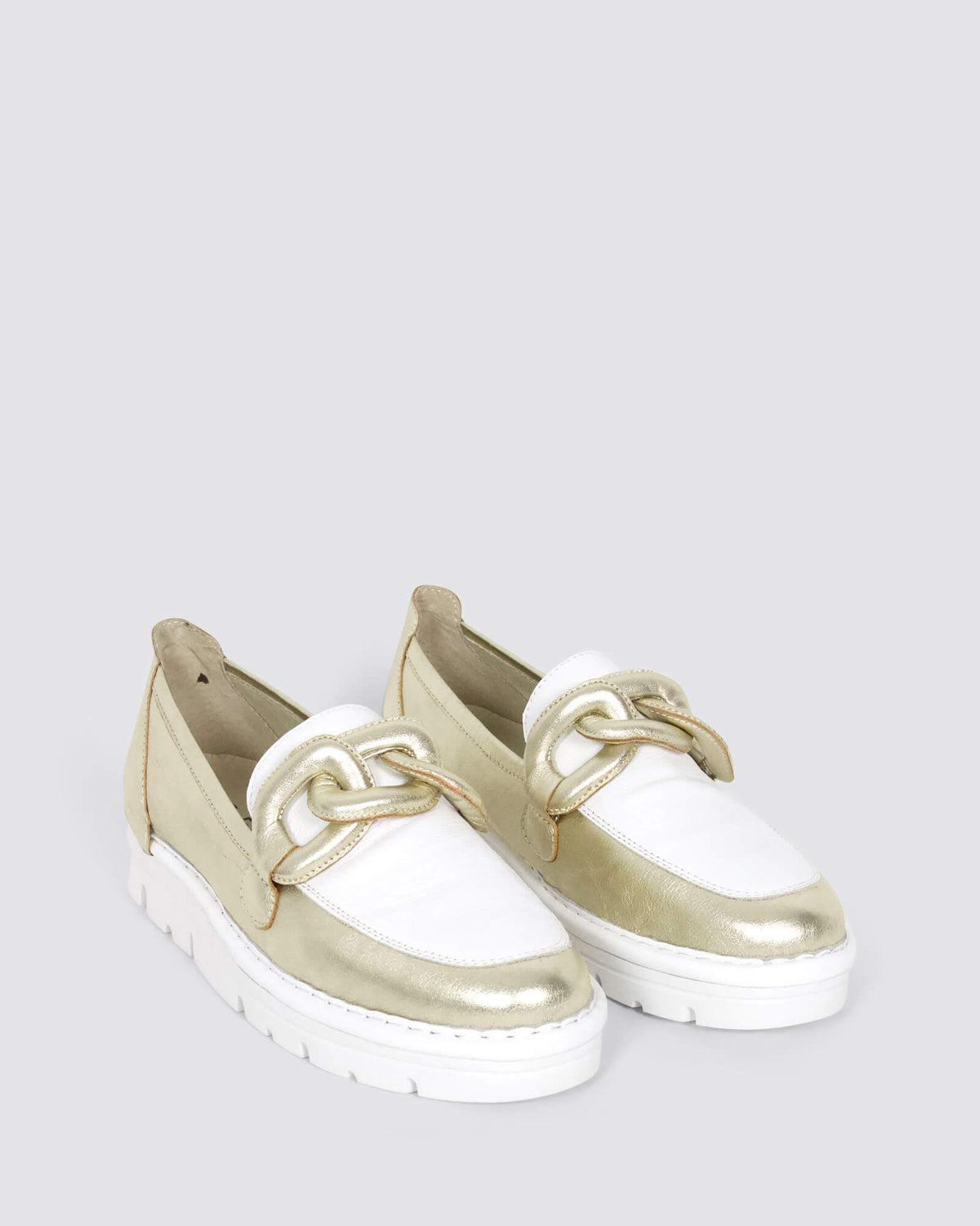 ERORA LOAFERS PALE GOLD/WHITE LEATHER