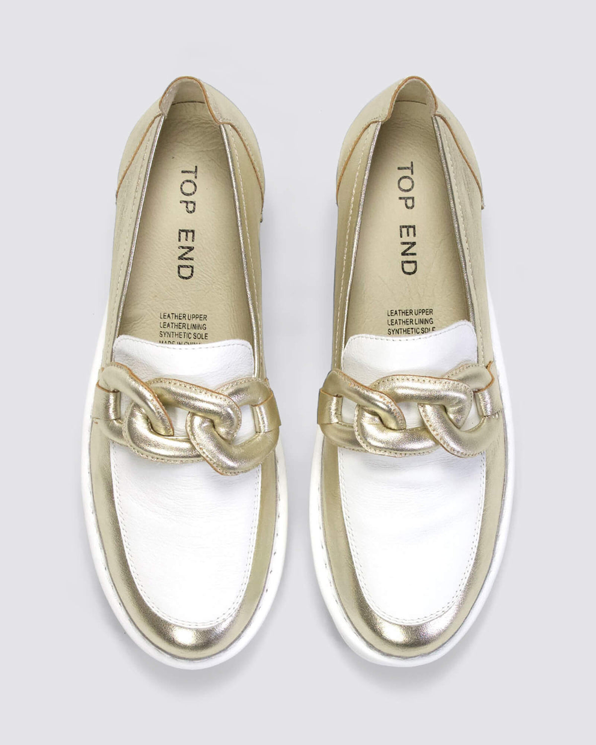 ERORA LOAFERS PALE GOLD/WHITE LEATHER