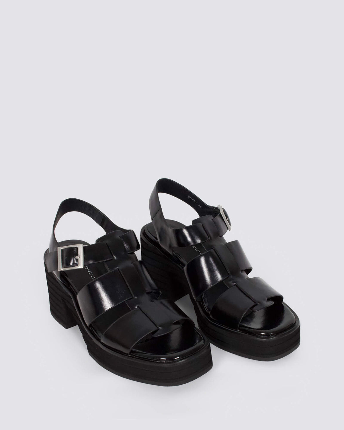 BUFFY HEELED SANDALS BLACK