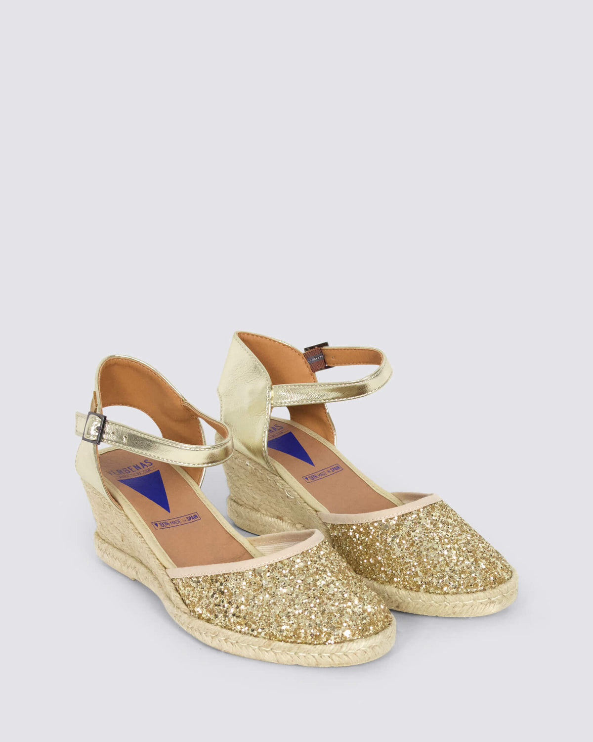 MALENA WEDGE SANDALS GOLD GLITTER LEATHER