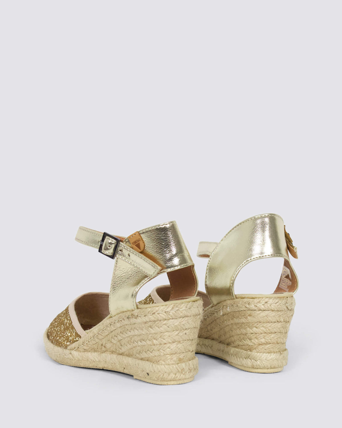 MALENA WEDGE SANDALS GOLD GLITTER LEATHER