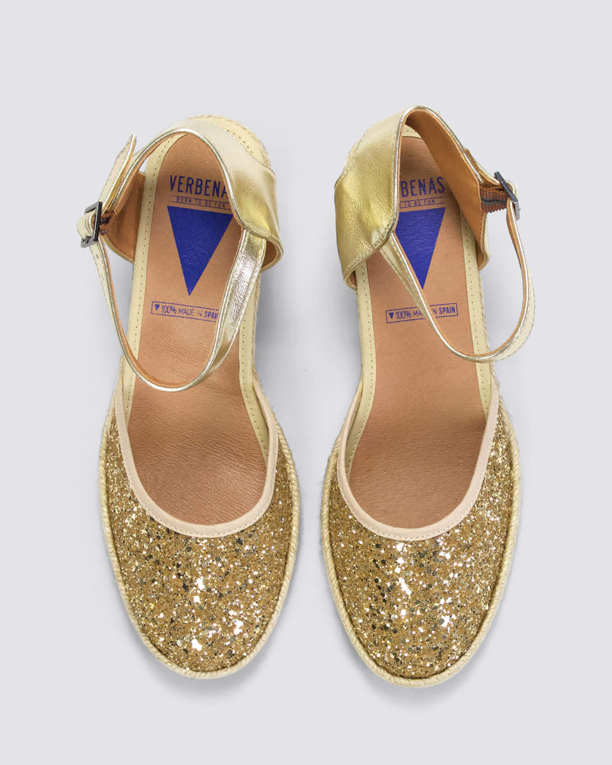 MALENA WEDGE SANDALS GOLD GLITTER LEATHER