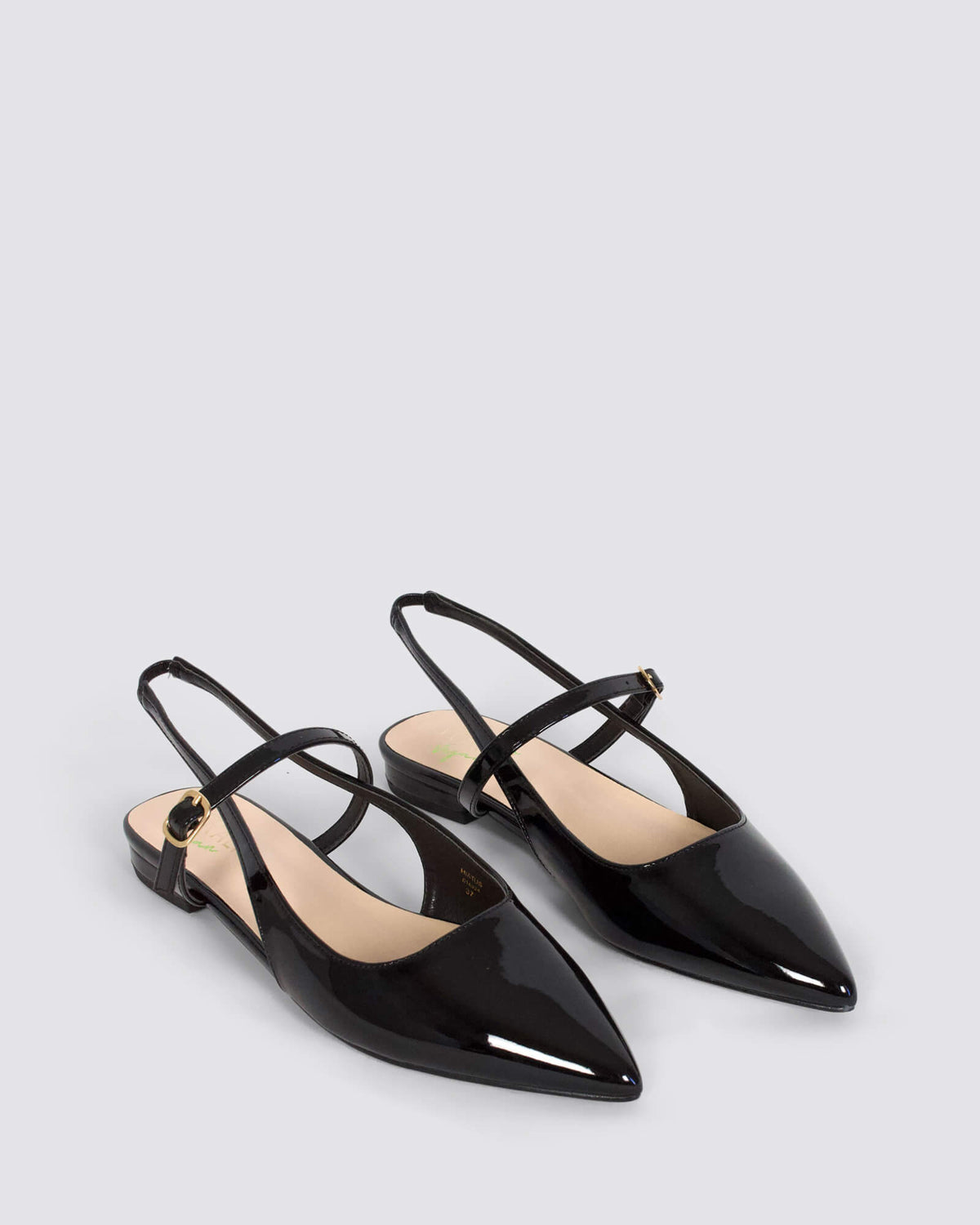HIATUS SLINGBACK FLATS BLACK PATENT
