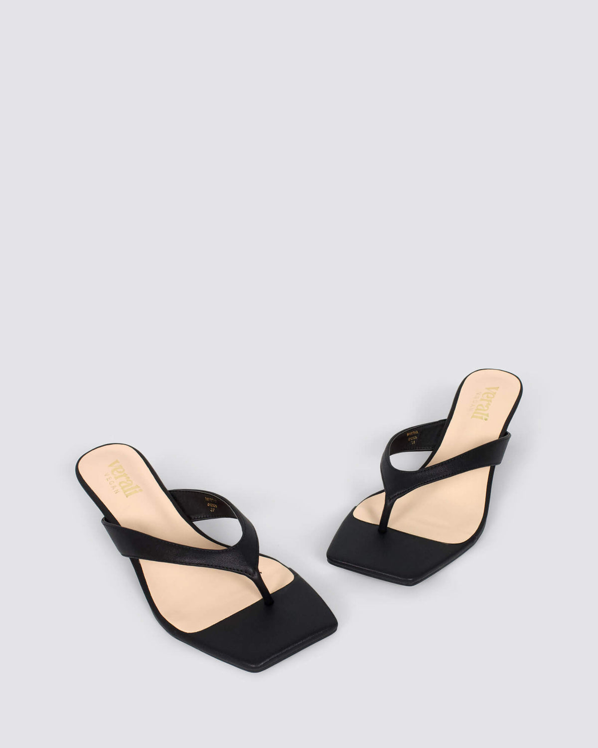 MARTHA KITTEN HEEL THONGS BLACK